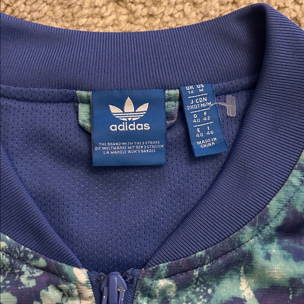 Adidas Womens Medium Bomber‎ Jacket Blue Abstract Floral Print - Picture 3 of 7